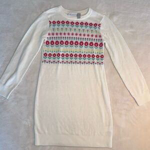 Children’s Place - Place Girls Floral Fairisle White Long Sleeve Sweater Dress
